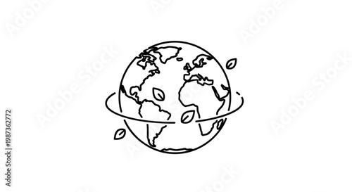A simple line drawing of Earth.