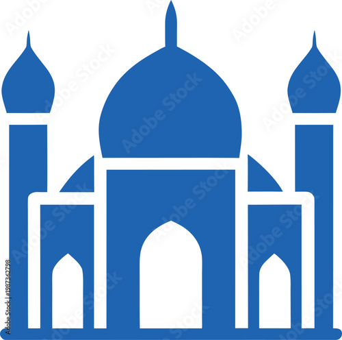 Blue Silhouette Illustration of Taj Mahal Inspired Architecture