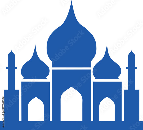 Blue Silhouette Illustration of Taj Mahal Monument