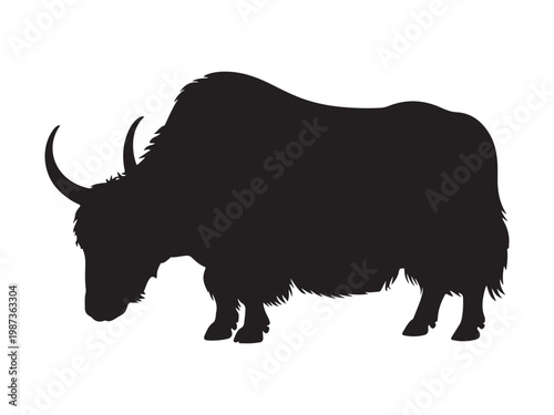 Konstfotografi Black yak silhouette flat vector illustration isolated design