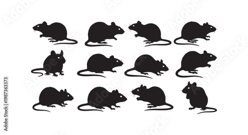 Various mouse silhouettes in different poses, showcasing the agility and typical characteristics of rodents.