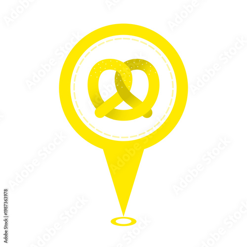 yellow cute pretzel location pin icon