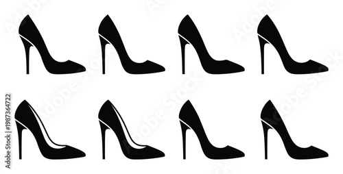 Array of classic stiletto high heel silhouettes for fashion design and shopping related advertising