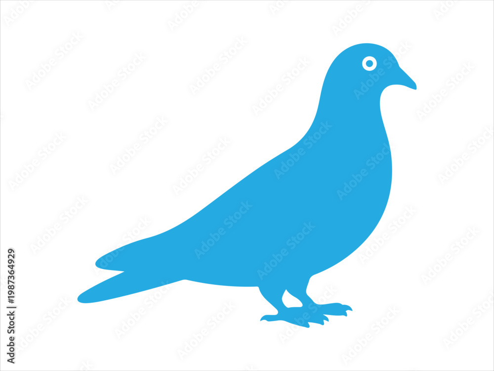 Fototapeta premium Pigeon silhouette flat vector, Pigeon silhouette vector illustration