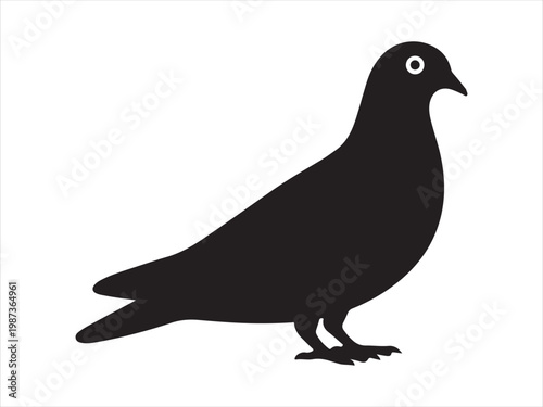 Pigeon silhouette flat vector, Pigeon silhouette vector illustration