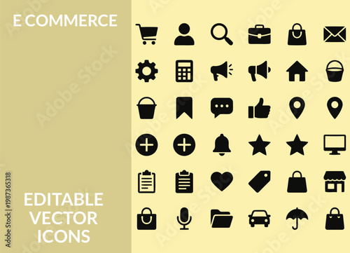 E-commerce icons for business and commerce purposes online