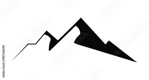 Minimalist black silhouette of mountain range, representing nature, adventure, and landscape