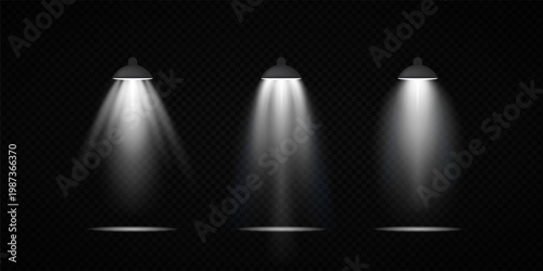 Stage Spotlight Beam Light Effect with Glowing Rays and Concert Theatre Illumination on Transparent Background