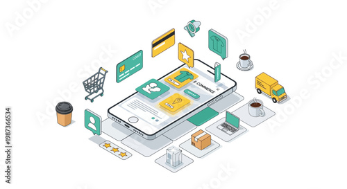 E-commerce, online shopping, business icons, 25 elements, vector graphics, digital marketing, web design, colorful illustrations, flat style