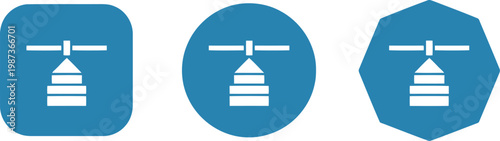 Blue Cable Car Icon Set for Transportation and Travel Apps, Flat Minimalist Design