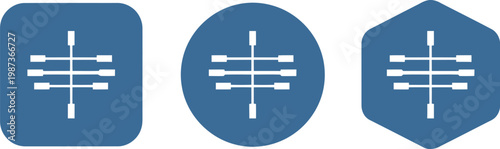 Minimalist blue abacus icon set in geometric shapes for finance, education, and technology design projects