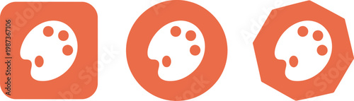 Flat Orange Art Palette Icon Set Isolated on White Background for Creative Design and Branding