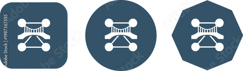 Drone icon set in flat style with modern blue shapes for technology and aerial photography branding