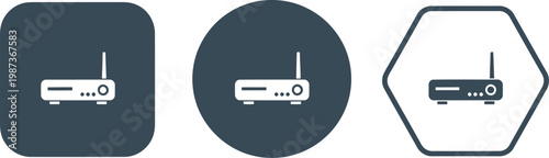 Wireless Router Icon Set in Flat Minimalist Style for Network and Internet Technology Applications