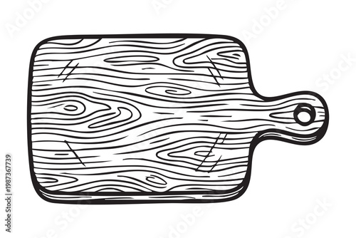 Wooden serving board. Authentic rustic wood platter with handle for serving and display. Traditional handcrafted wooden board showcasing grain and designed for slicing and serving needs