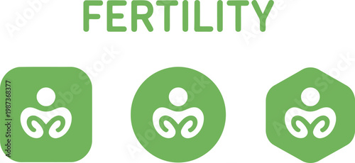 Green fertility icon set for medical, health, and wellness branding and applications