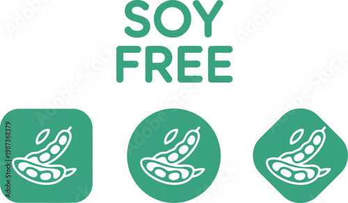 Soy Free Icon Set for Food Packaging Labels, Allergen Warning, and Dietary Restriction Symbols