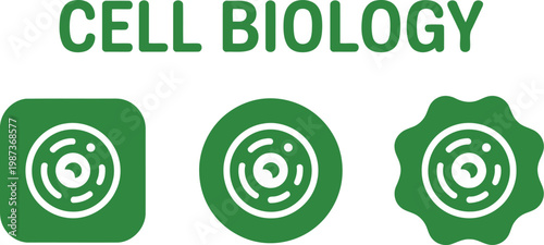 Cell Biology Icons Set – Green Science Symbols for Education, Research, and Laboratory Design