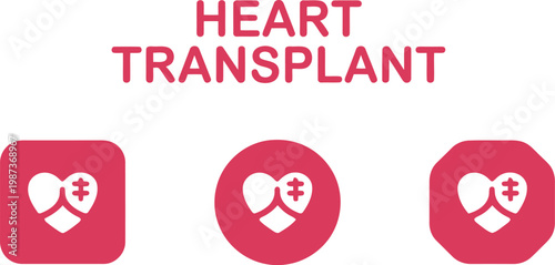 Heart Transplant Icon Set – Medical Donation Symbols for Healthcare and Organ Transplant Awareness