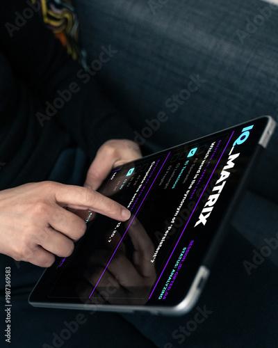 Fotografie Professional woman uses an interactive transparent tablet for an ADHD Gifted Neuro Scan assessment