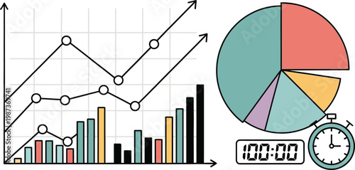 Business Analytics: Charts, Graphs, Pie Chart, Stopwatch, Data Visualization, Growth