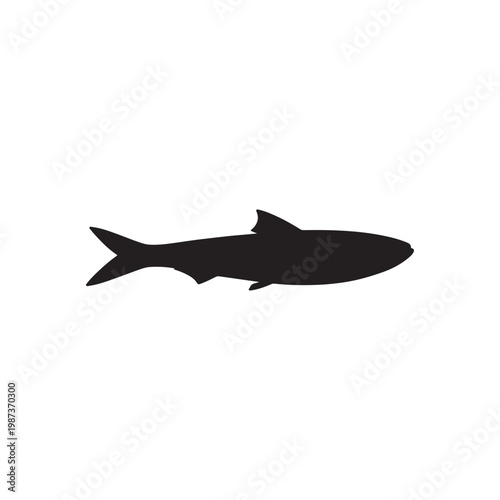 Anchovy fish silhouette icon vector illustration on white background.