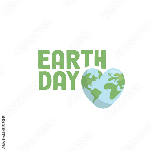 Earth day banner with heart shaped planet earth