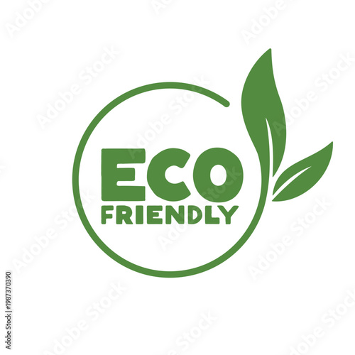 ECO FRIENDLY badge design logo with leaves ecological environmental badge
