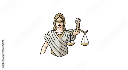 Lady Justice Blindfolded Holding Scales of Justice Symbol of Law and Fairness