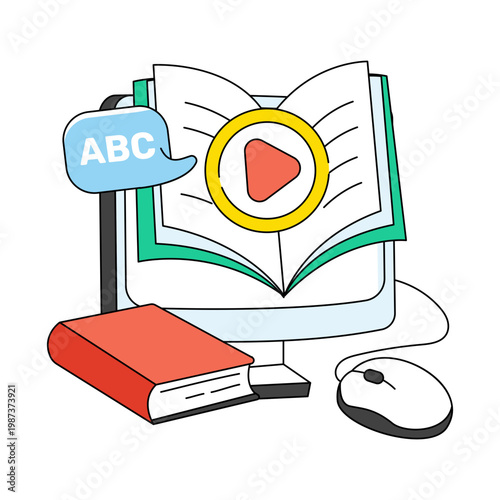 Creative design icon of audiobook