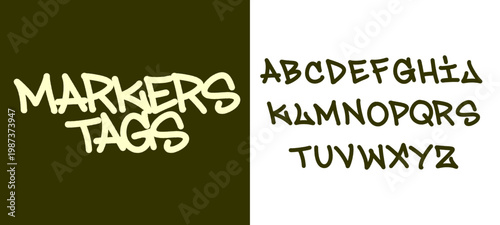 Urban Markers Tags Graffiti Typography Collection with Creative Hand Style Lettering for Urban Streetwear Branding and Modern Typography Graphic Element Vector
