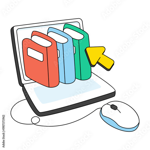 Conceptual doodle design icon of online library