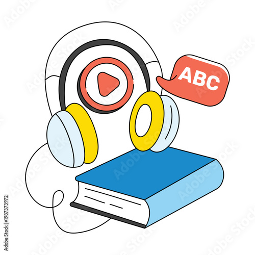 Creative design icon of audiobook