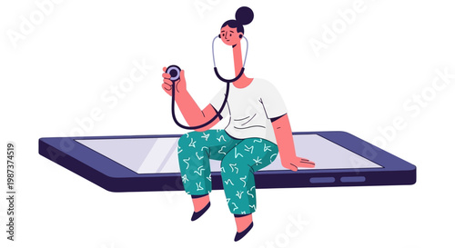 Doctor consulting patient via smartphone vector illustration for telehealth remote healthcare digital medicine online consultation medical app concept