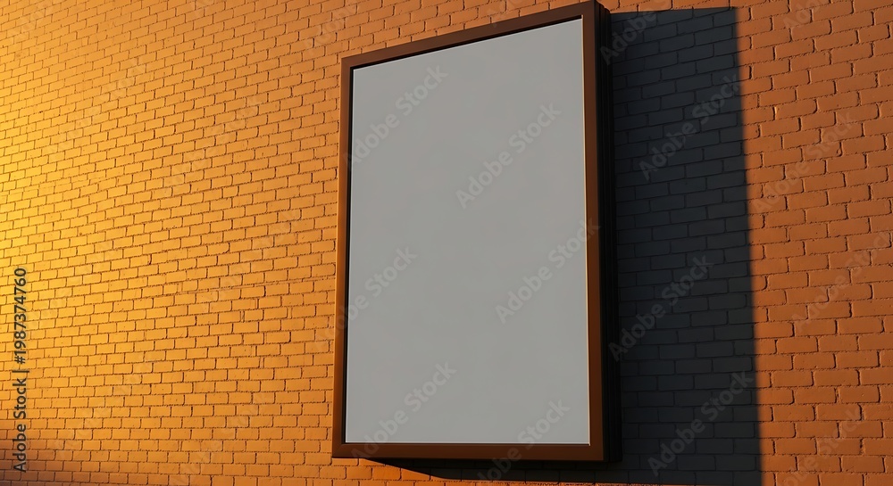 Fototapeta premium Blank Billboard Mockup on Brick Wall with Dramatic Lighting.