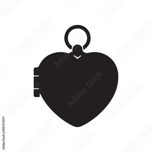 Heart shape locket silhouette icon vector flat design