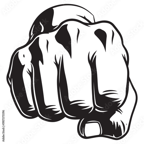 Fist bump graphic illustration in black and white
