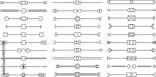 Technical diagram of electrical components and circuitry with multiple connections and symbols