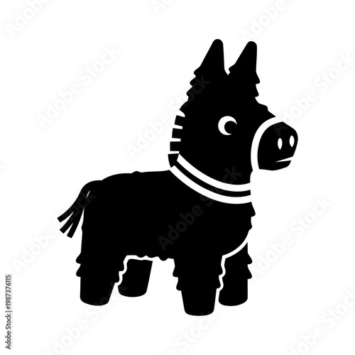 Black silhouette of a traditional mexican donkey pinata