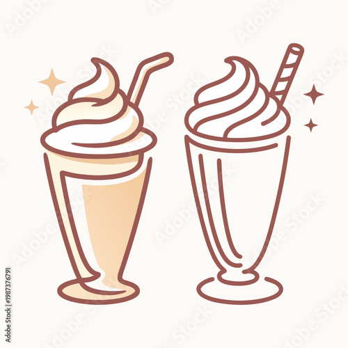 Milkshake set logo vector illustration template of delicious refreshing drink