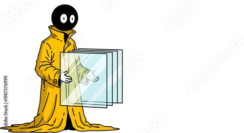 Canvas Print Logistics worker carrying transparent panels vector illustration for delivery se