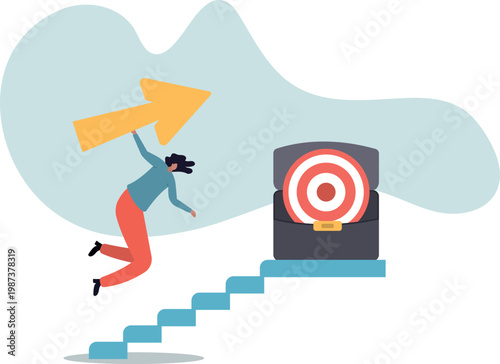Business progress or career path, step to reach target or business goal, success step or motivation for improvement .human life and situation.