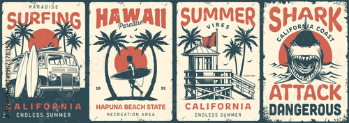 Surfing at California beaches