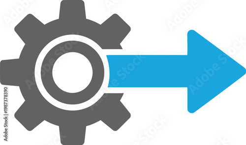 3d vector illustration of a male and female gender symbol design with a gear cog wheel shape and an arrow icon representing a business couple relationship concept