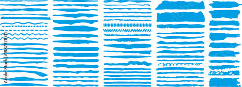 Dry Brush Stroke elements collection isolated. Set of ink dry brush stroke elements collection with bold textured hand painted marks.