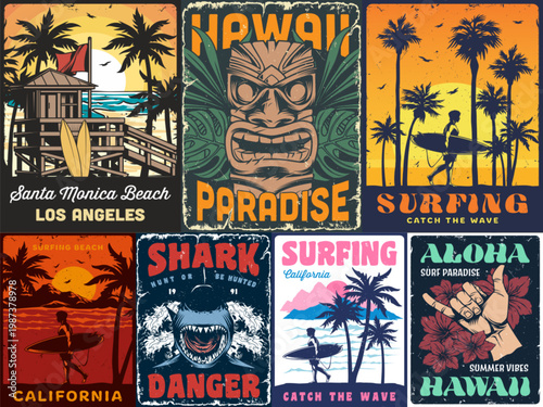 Surfing at santa monica beach