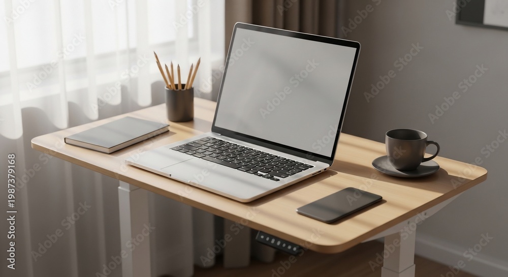 Fototapeta premium Modern home office workspace with laptop.