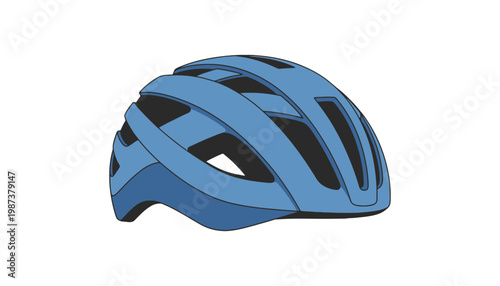 A blue bicycle helmet vector illustration for safety and cycling gear
