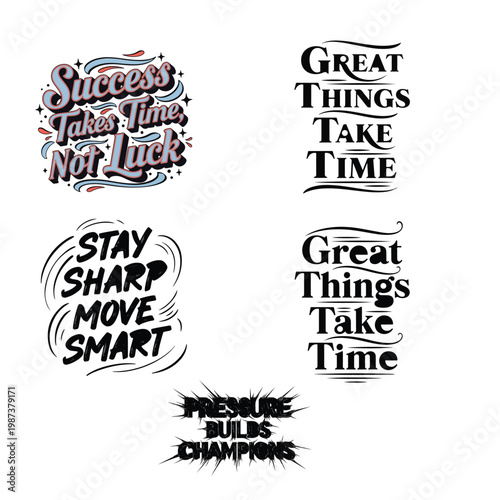 Motivational typography designs with inspiring quotes for success and achievement