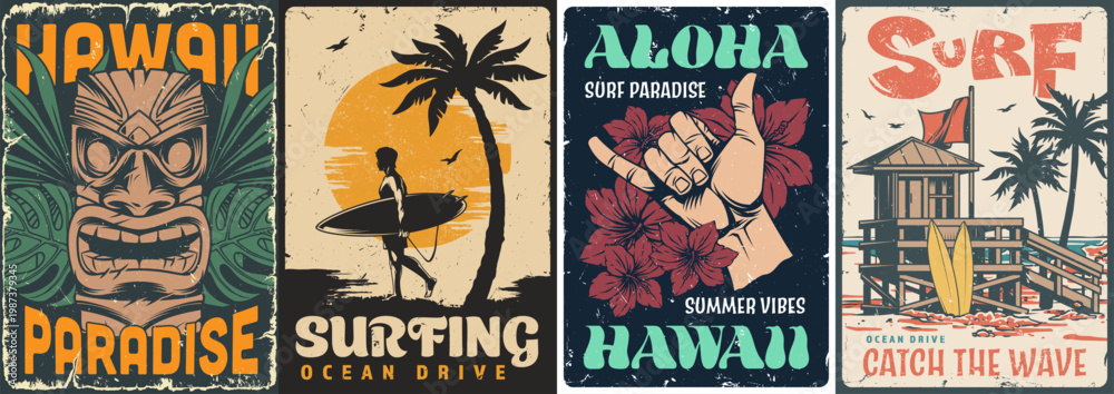 Obraz premium Surfing art from Hawaii